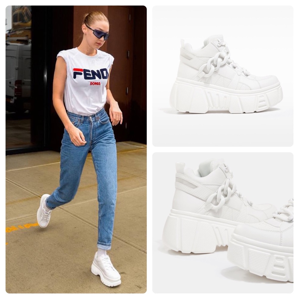 New! White platform sneakers